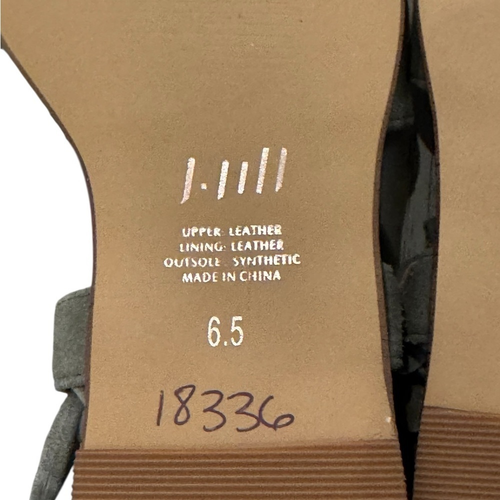 J.Jill Evonne Sandals Sz 6.5 Green Suede Gladiator Lace Up Demi Wedge Back Zip - Picture 8 of 8